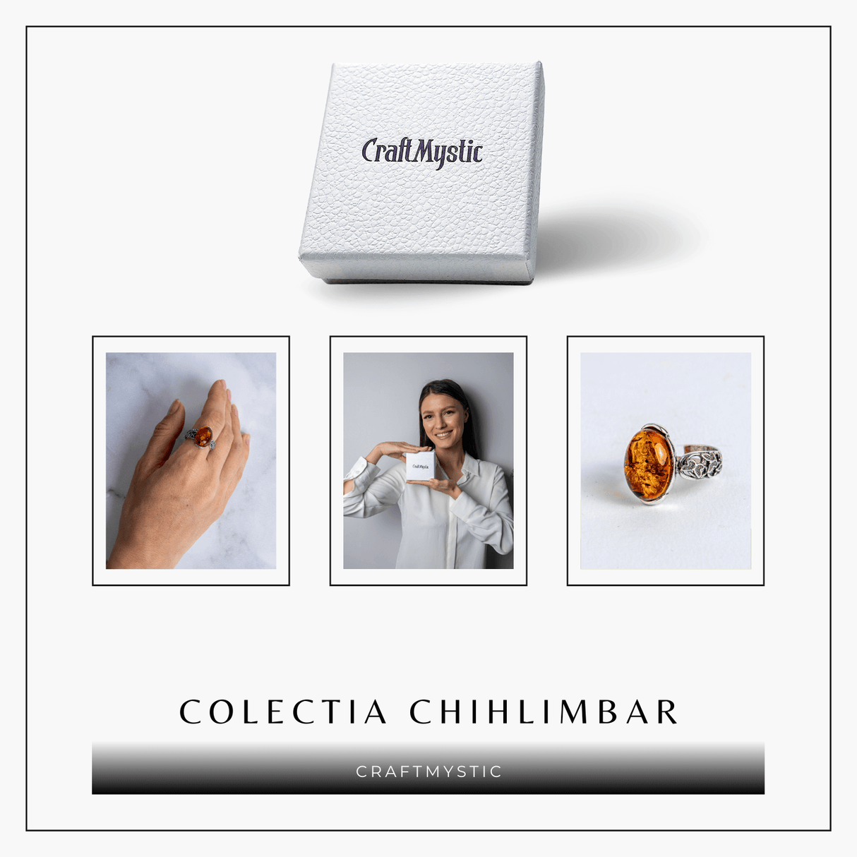 Talismanul linistii – Inel vintage cu chihlimbar si detalii din argint 925