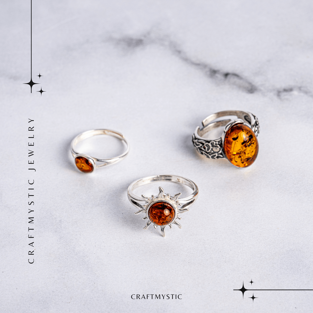 Talismanul linistii – Inel vintage cu chihlimbar si detalii din argint 925