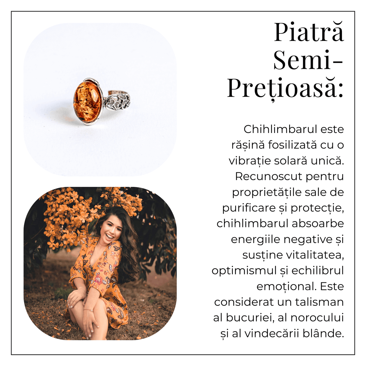 Talismanul linistii – Inel vintage cu chihlimbar si detalii din argint 925