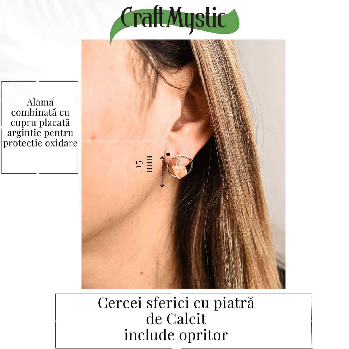 Cercei model sferic cu Calcit Brut – Energie Pozitiva si Echilibru