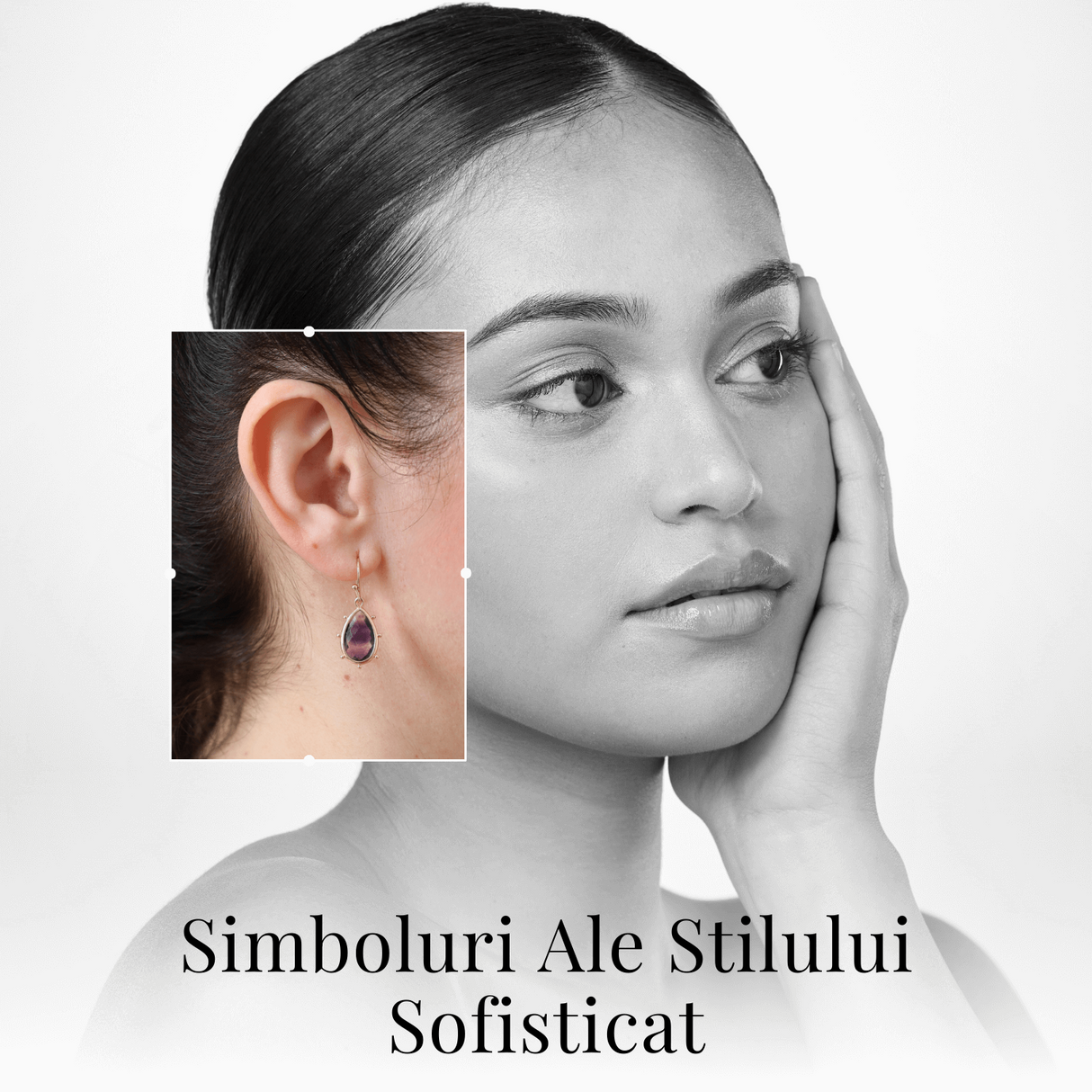 Cercei Aurii Eleganti cu Ametist Fatetat