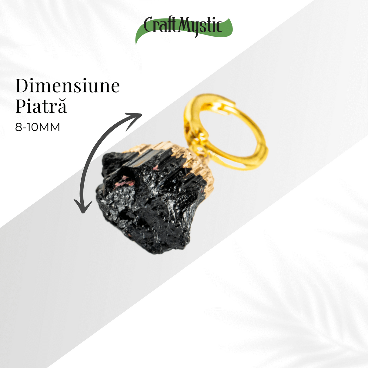 Cercei Aurii cu Turmalina Bruta Naturala – Protectie Energetica