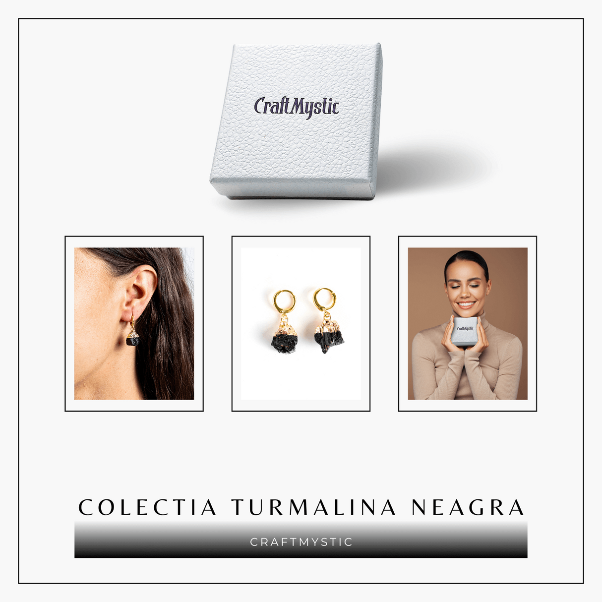 Cercei Aurii cu Turmalina Bruta Naturala – Protectie Energetica