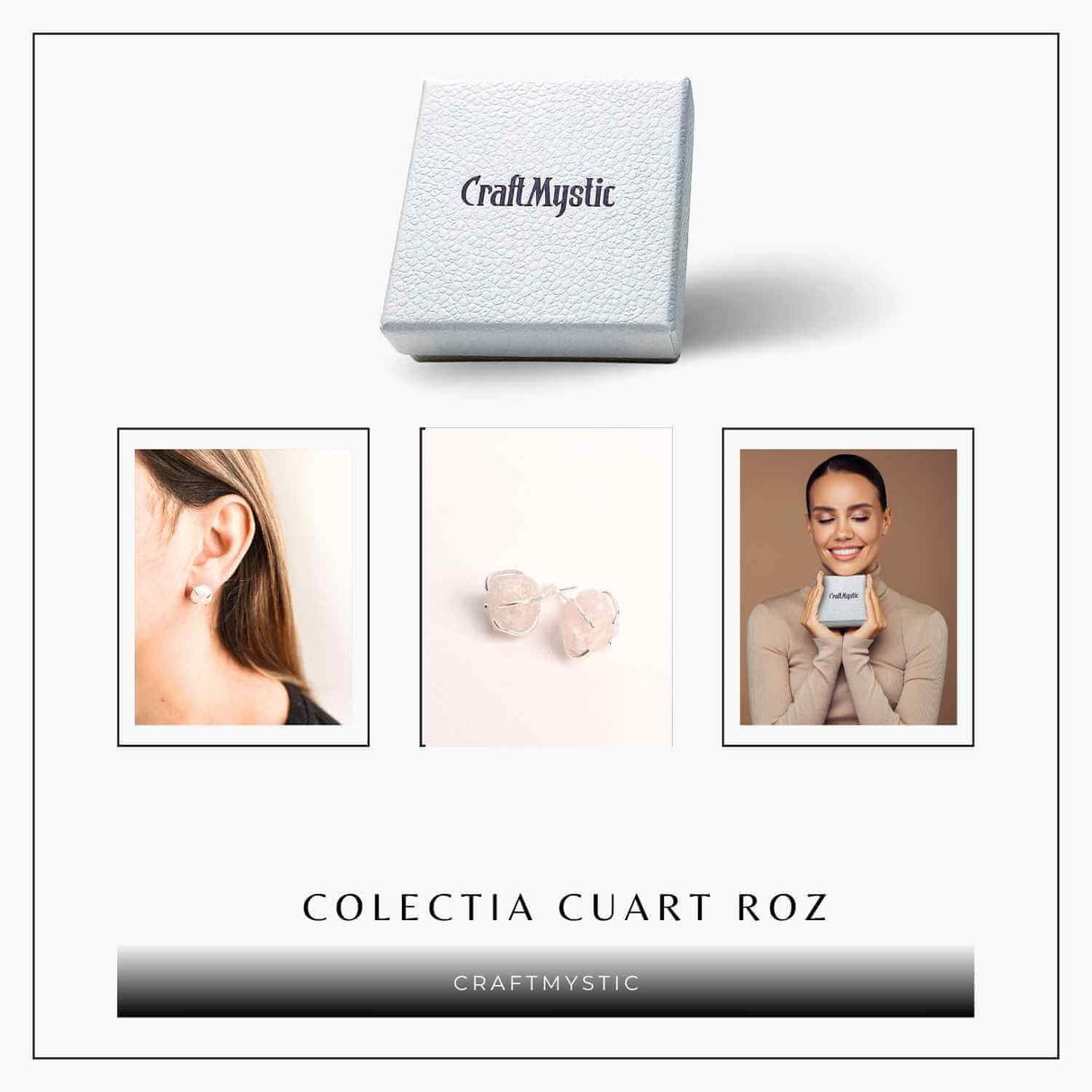 Cercei cu Cuart Roz Brut Inchidere Tija cu opritor– Iubire si Vindecare Emotionala