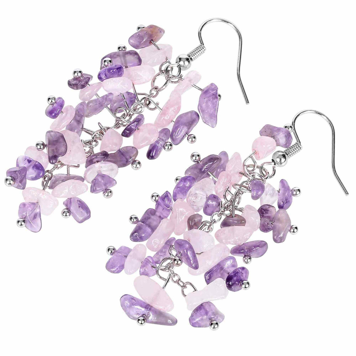 Cercei Eleganti cu Ametist si Cuart Roz