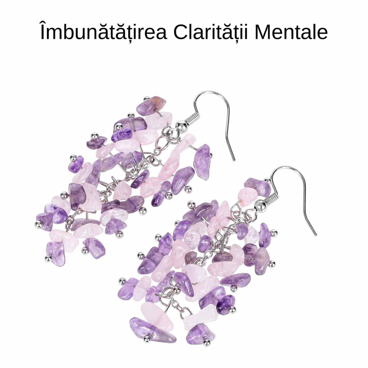 Cercei Eleganti cu Ametist si Cuart Roz