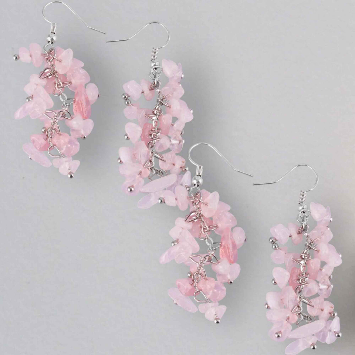 Cercei Delicati cu pietre polisate Cuart Roz