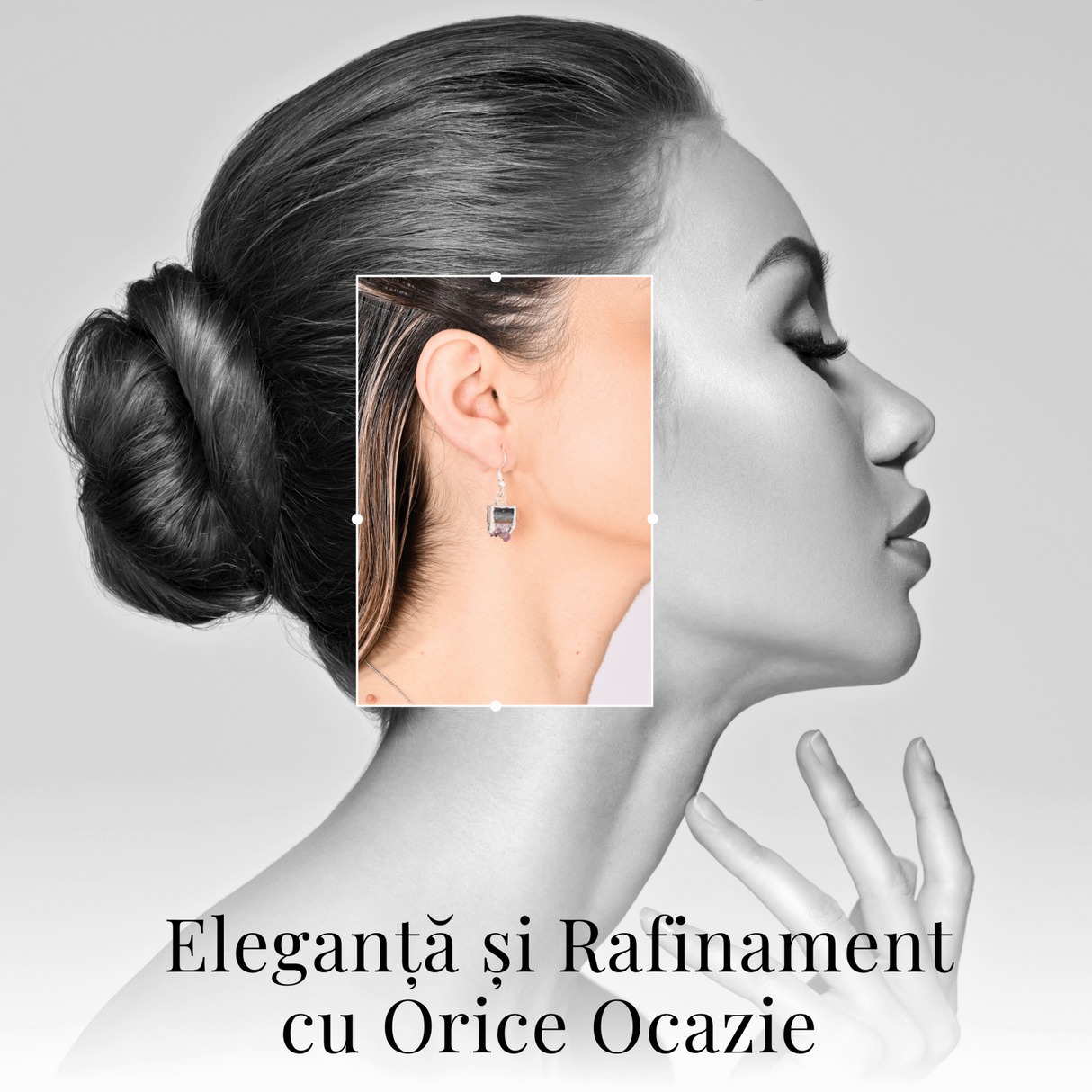 Cercei Argintii din Ametist Druzy Natural 15 mm