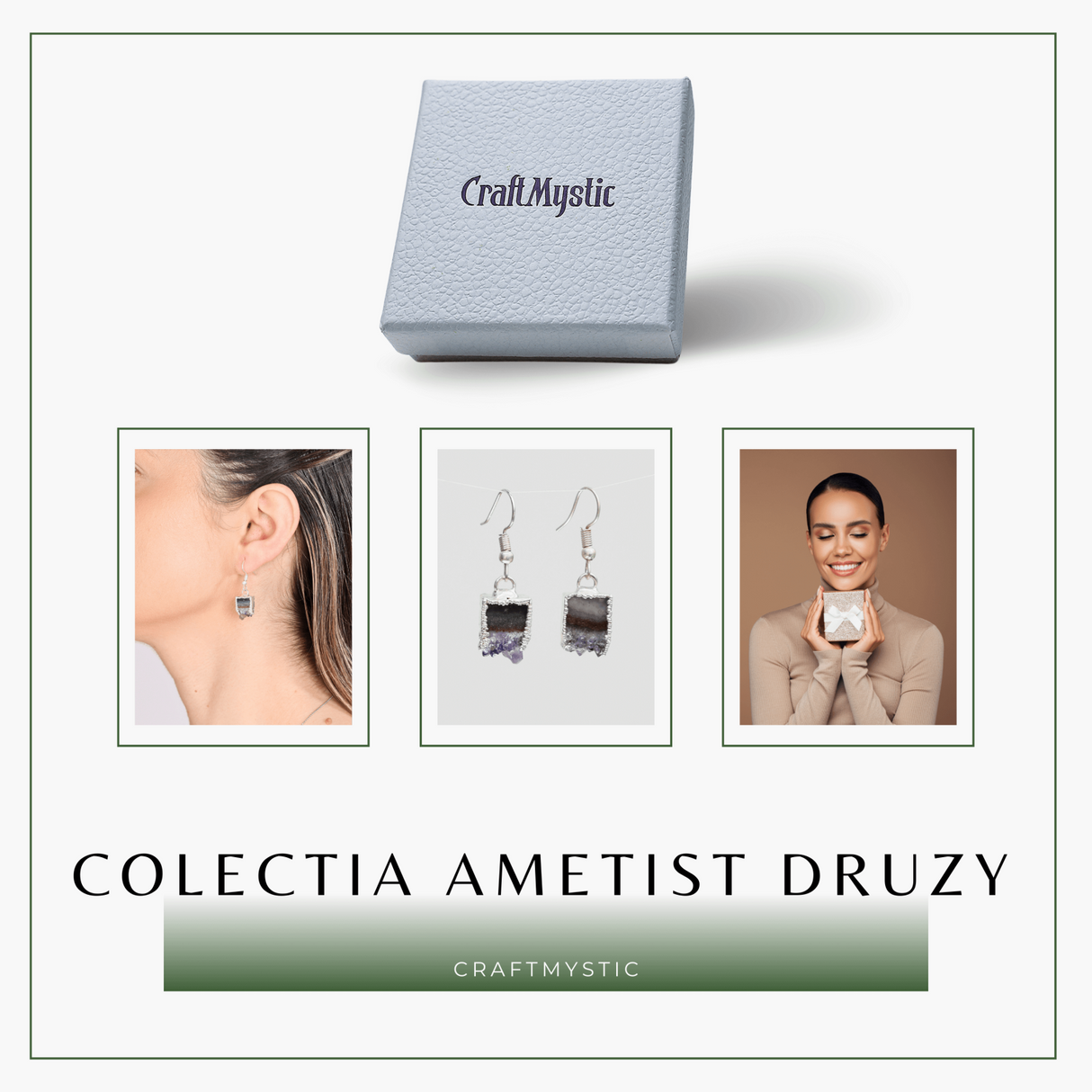 Cercei Argintii din Ametist Druzy Natural 15 mm