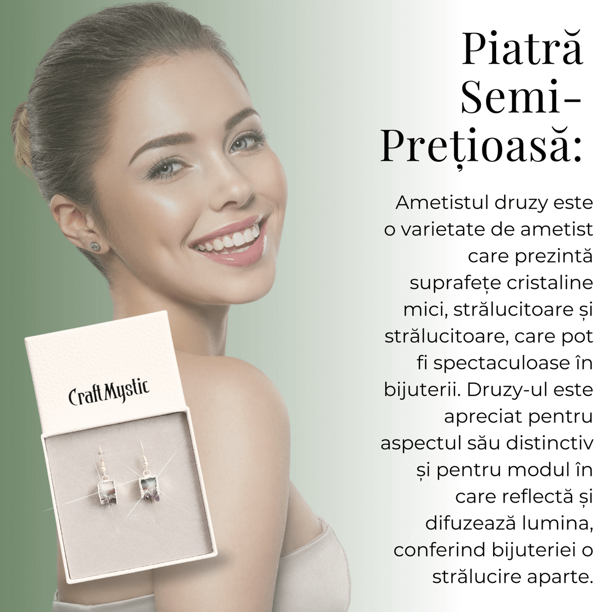 Cercei Argintii din Ametist Druzy Natural 15 mm