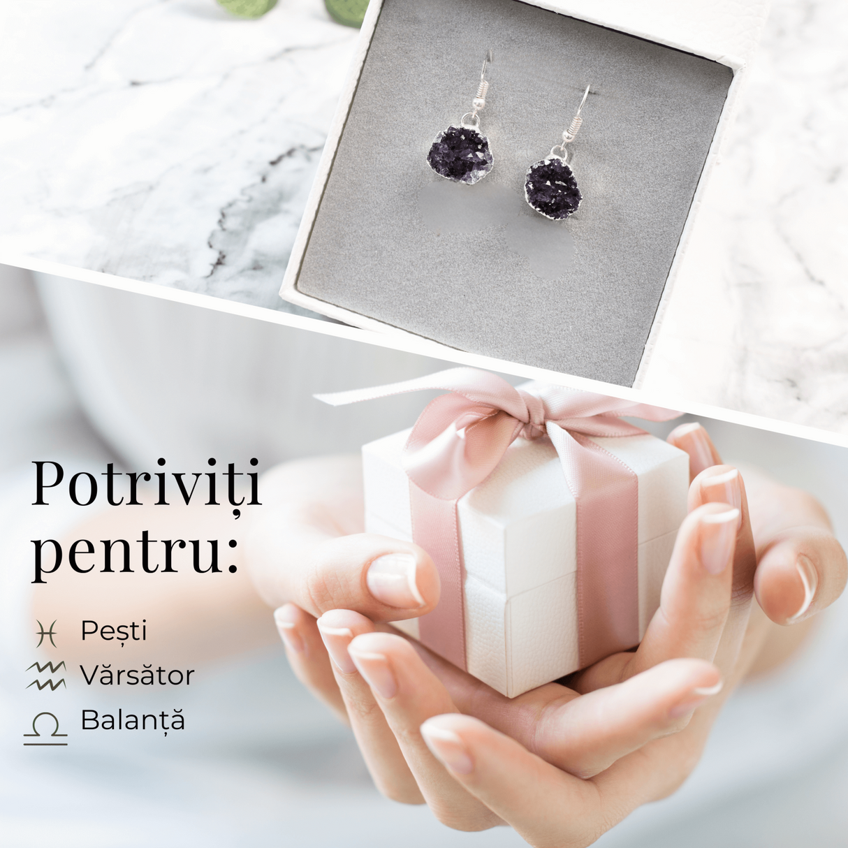 Cercei Argintii cu Ametist druzy