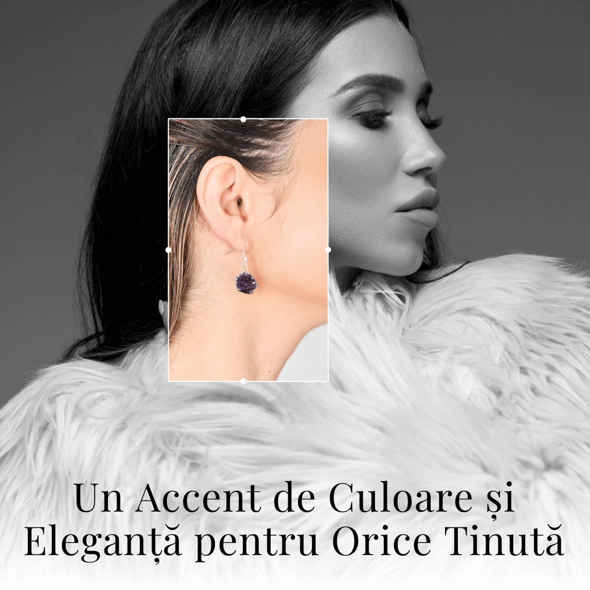 Cercei Argintii cu Ametist druzy