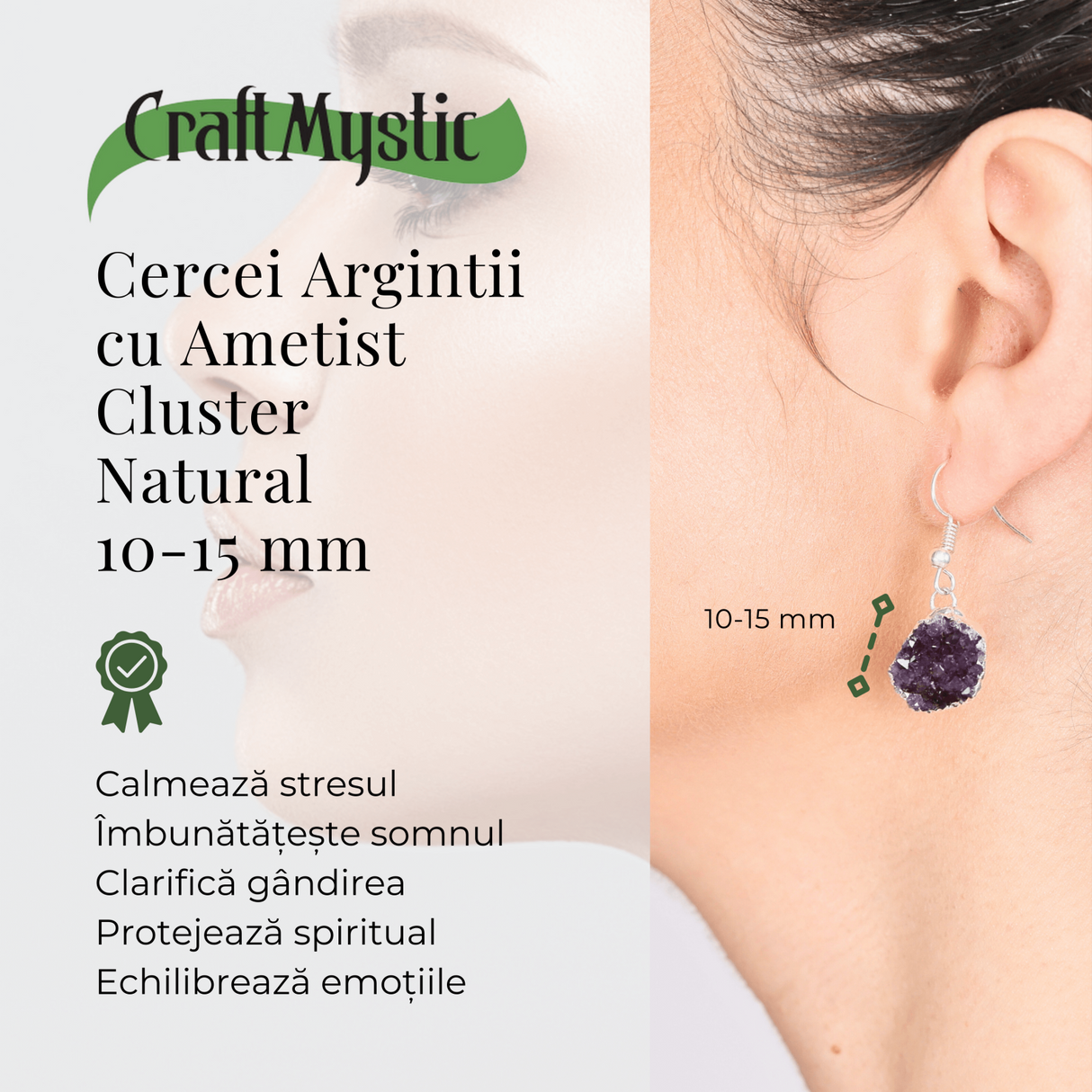 Cercei Argintii cu Ametist druzy