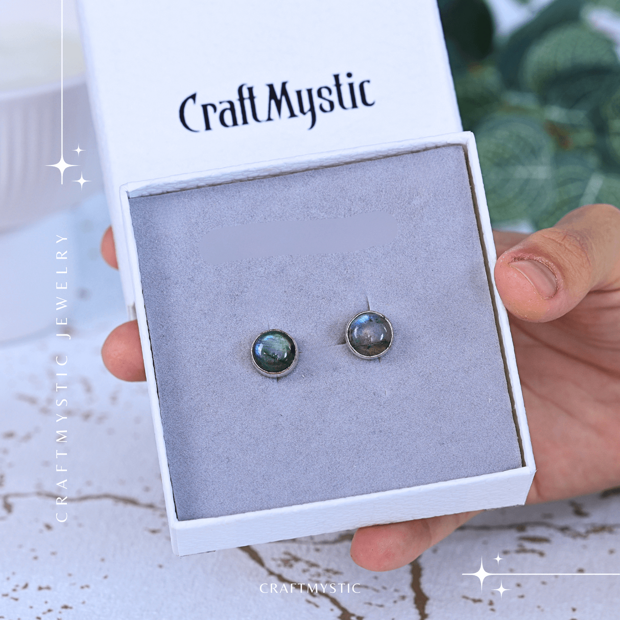 Cercei Eleganti cu piatra Labradorit Natural, inchidere pe surub, pentru echilibru si protectie