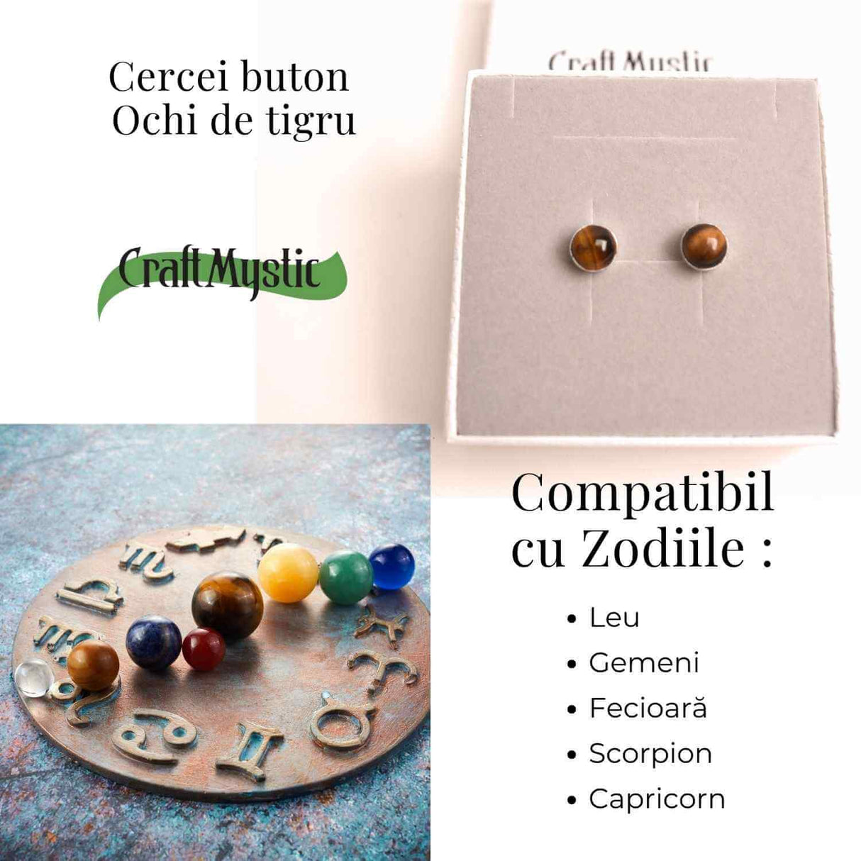 Cercei Eleganti cu Ochi de Tigru Natural - Protectie si incredere