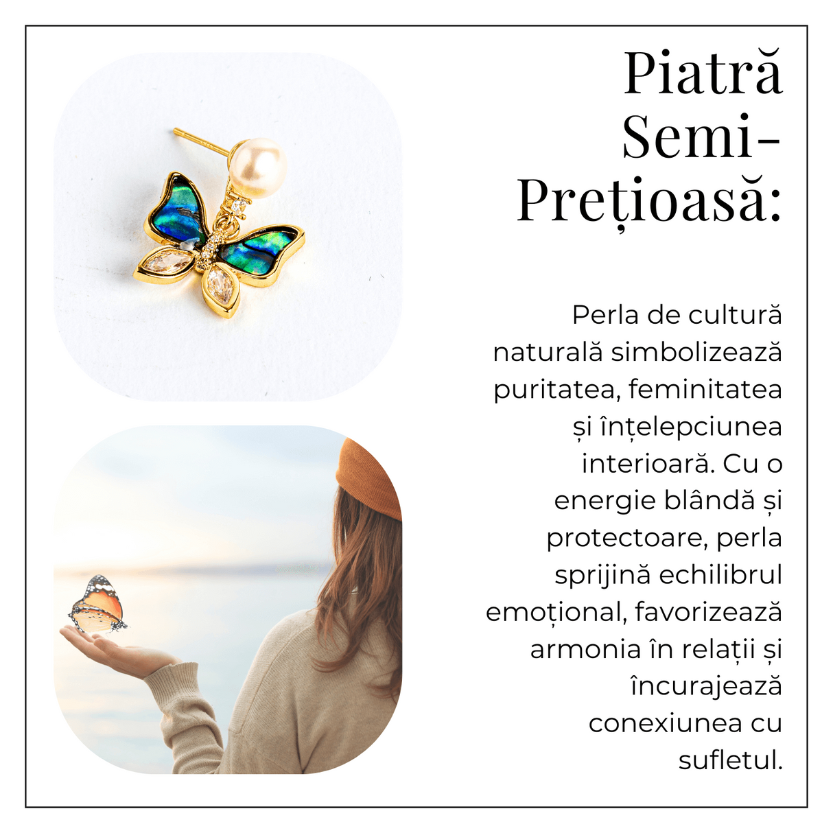 Cercei fluture cu perla naturala – Rafinament si renastere