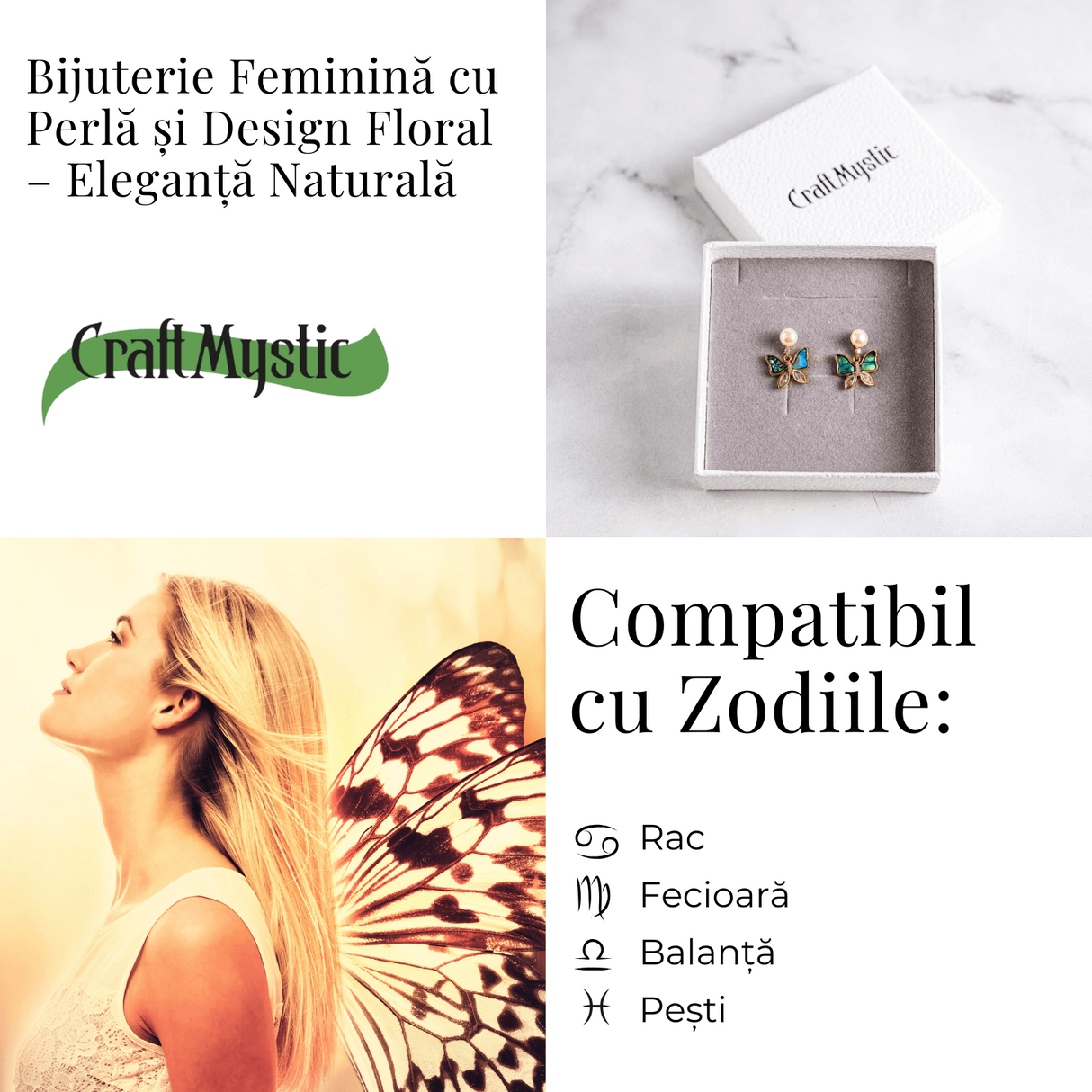 Cercei fluture cu perla naturala – Rafinament si renastere