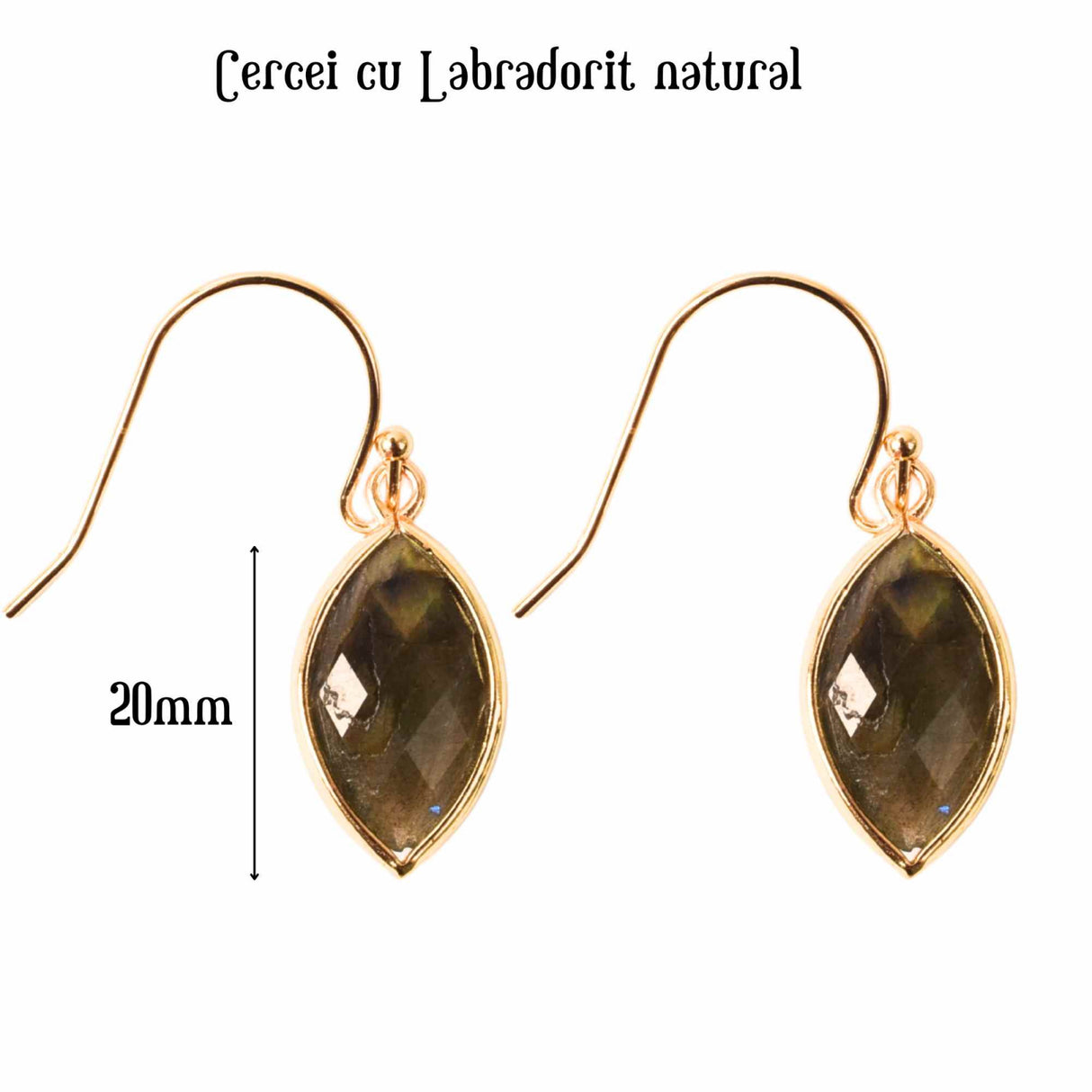 Cercei cu Piatra Semipretioasa Labradorit Naturala in forma de lacrima