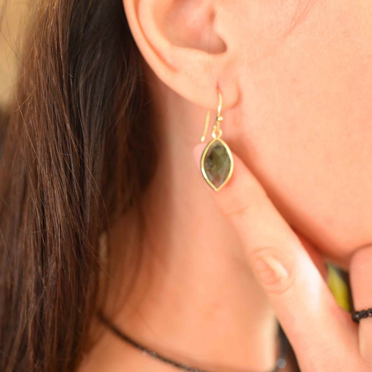 Cercei cu Piatra Semipretioasa Labradorit Naturala in forma de lacrima