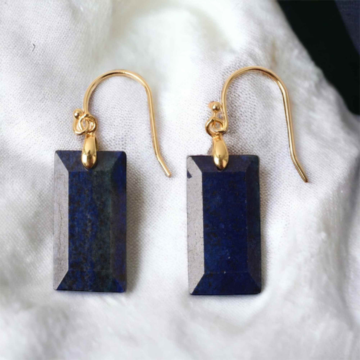 Cercei cu Pietre Semipretioase Lapis Lazuli forma dreptunghiulara Pentru intelepciune, claritate mentala