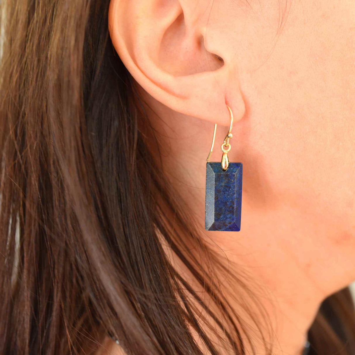 Cercei cu Pietre Semipretioase Lapis Lazuli forma dreptunghiulara Pentru intelepciune, claritate mentala