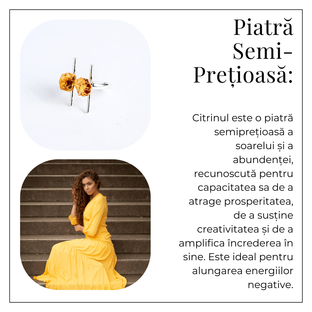Talismanul succesului – Inel cu citrin brut, piatra prosperitatii