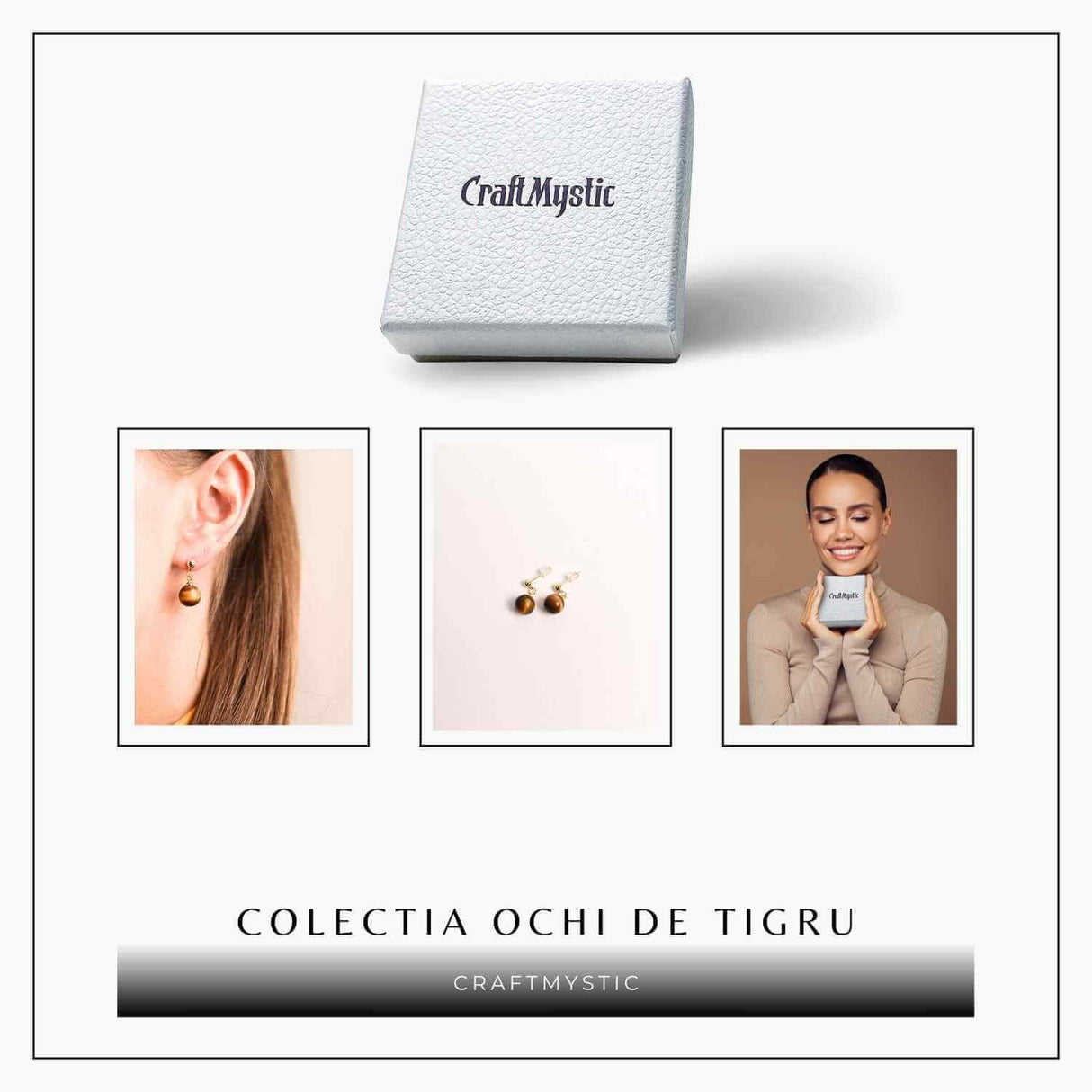 Cercei Ochi de Tigru Biluta 10 mm - Protectie si Eleganta Aurie