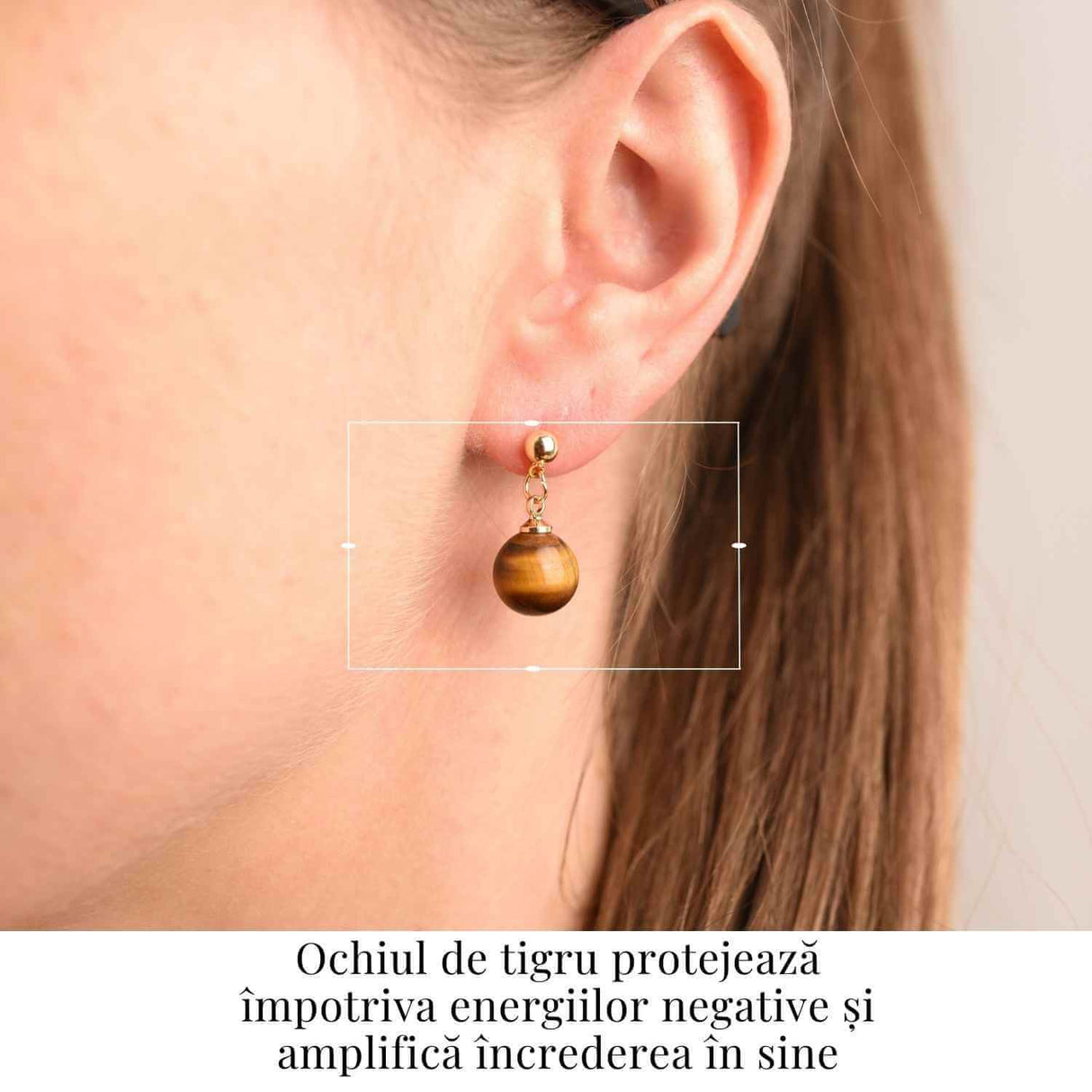 Cercei Ochi de Tigru Biluta 10 mm - Protectie si Eleganta Aurie