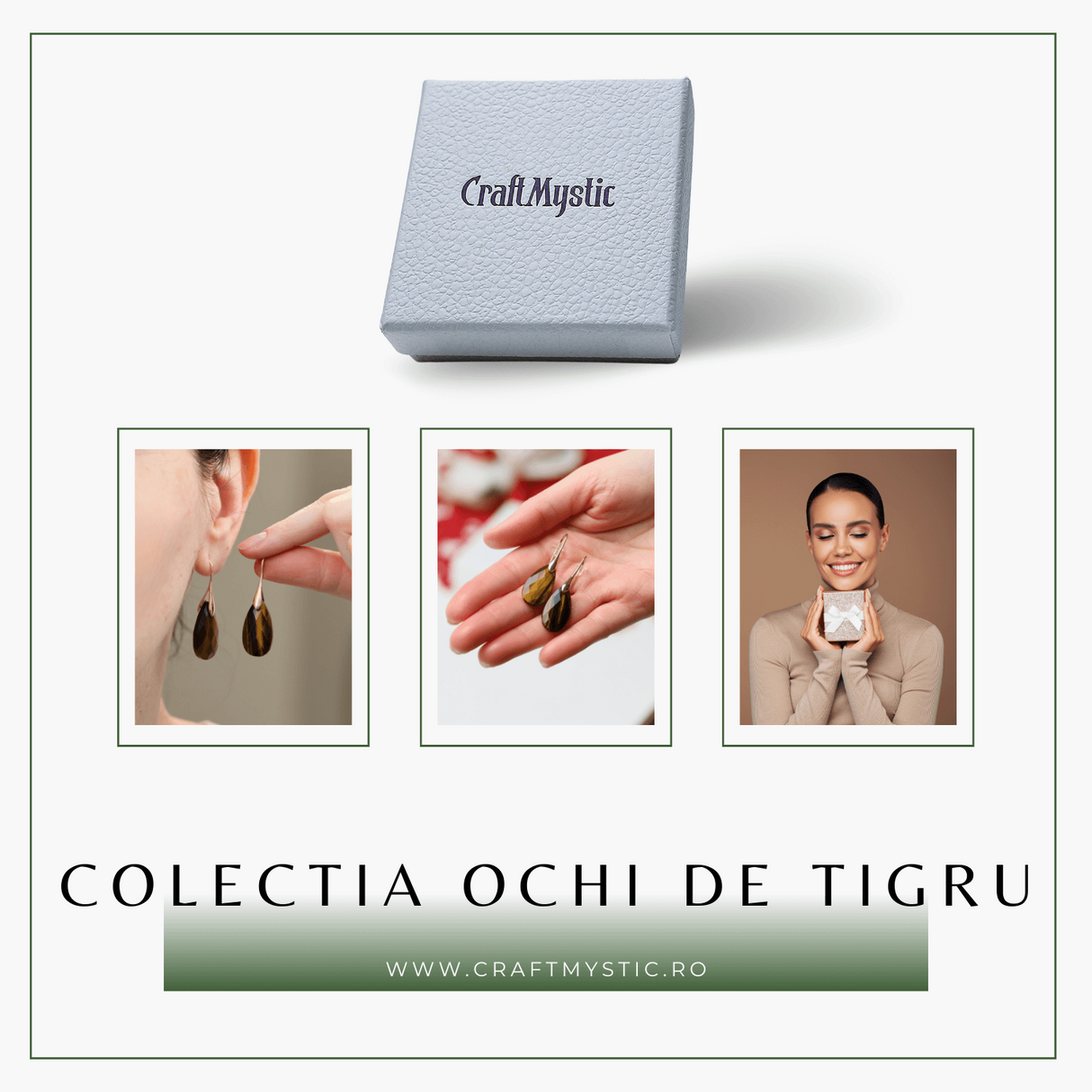 Cercei Eleganti cu Metal Auriu si Piatra Naturala din Ochi de Tigru Fatetat