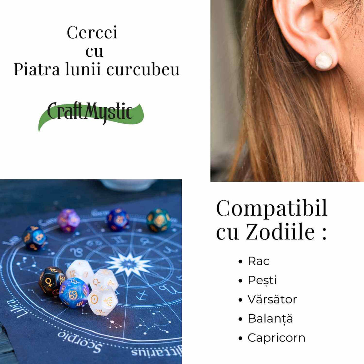 Cercei cu Piatra Lunii Curcubeu - Echilibru si Inspiratie