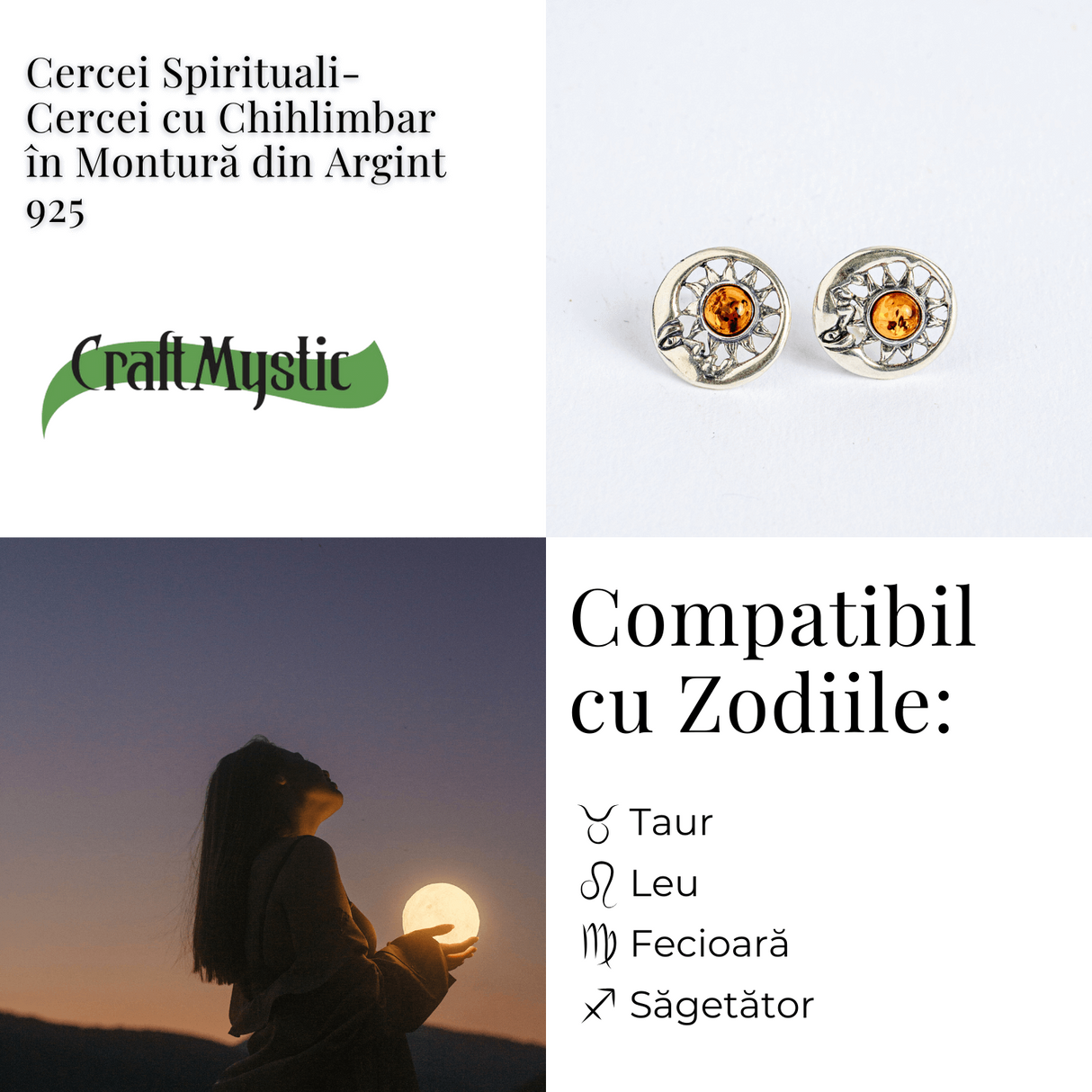 Cercei spirituali – Chihlimbarul care uneste energia si intuitia in montura argint 925