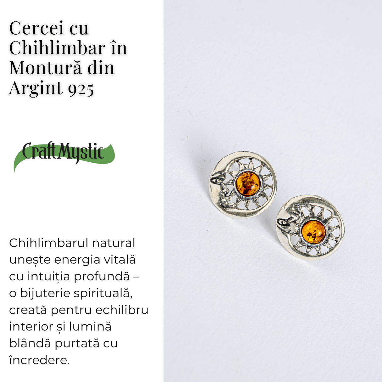 Cercei spirituali – Chihlimbarul care uneste energia si intuitia in montura argint 925