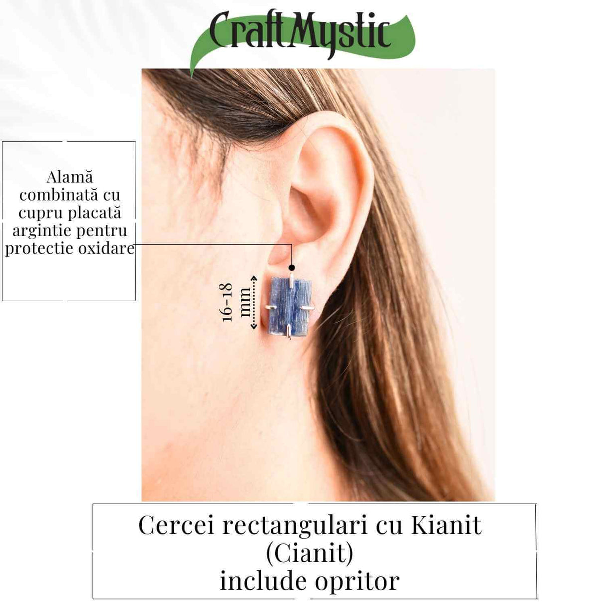 Cercei cu Kianit (Cianit) Albastru – Echilibru si Claritate Mentala