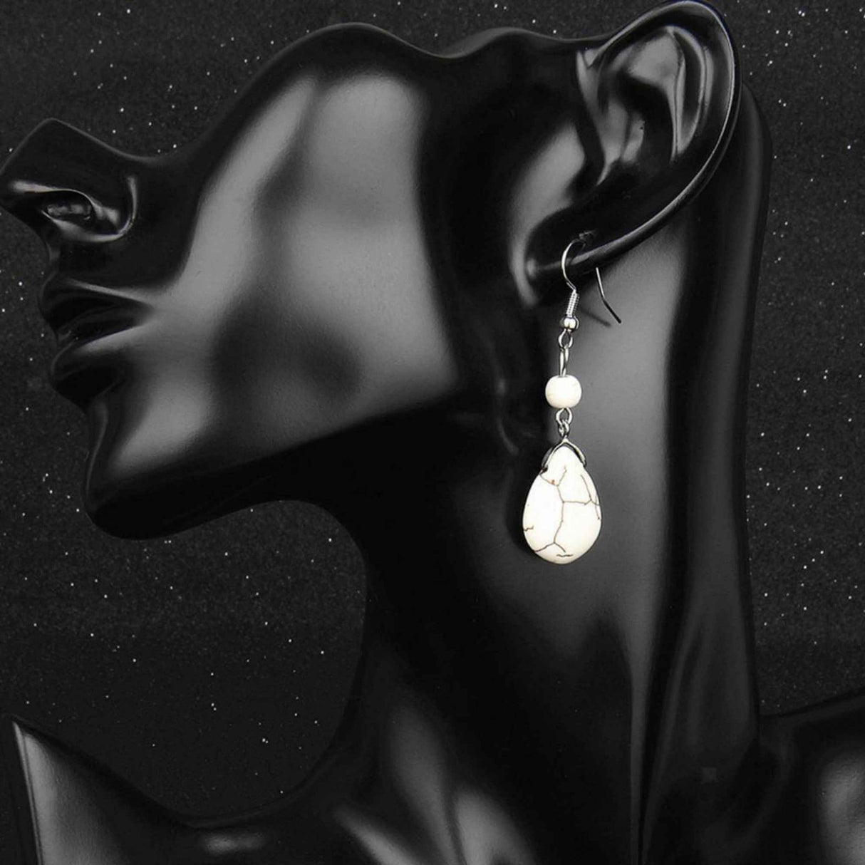 Cercei din Turcoaz cu Textura de Temperament Cercei Lungi Bridal in Culoarea Alba