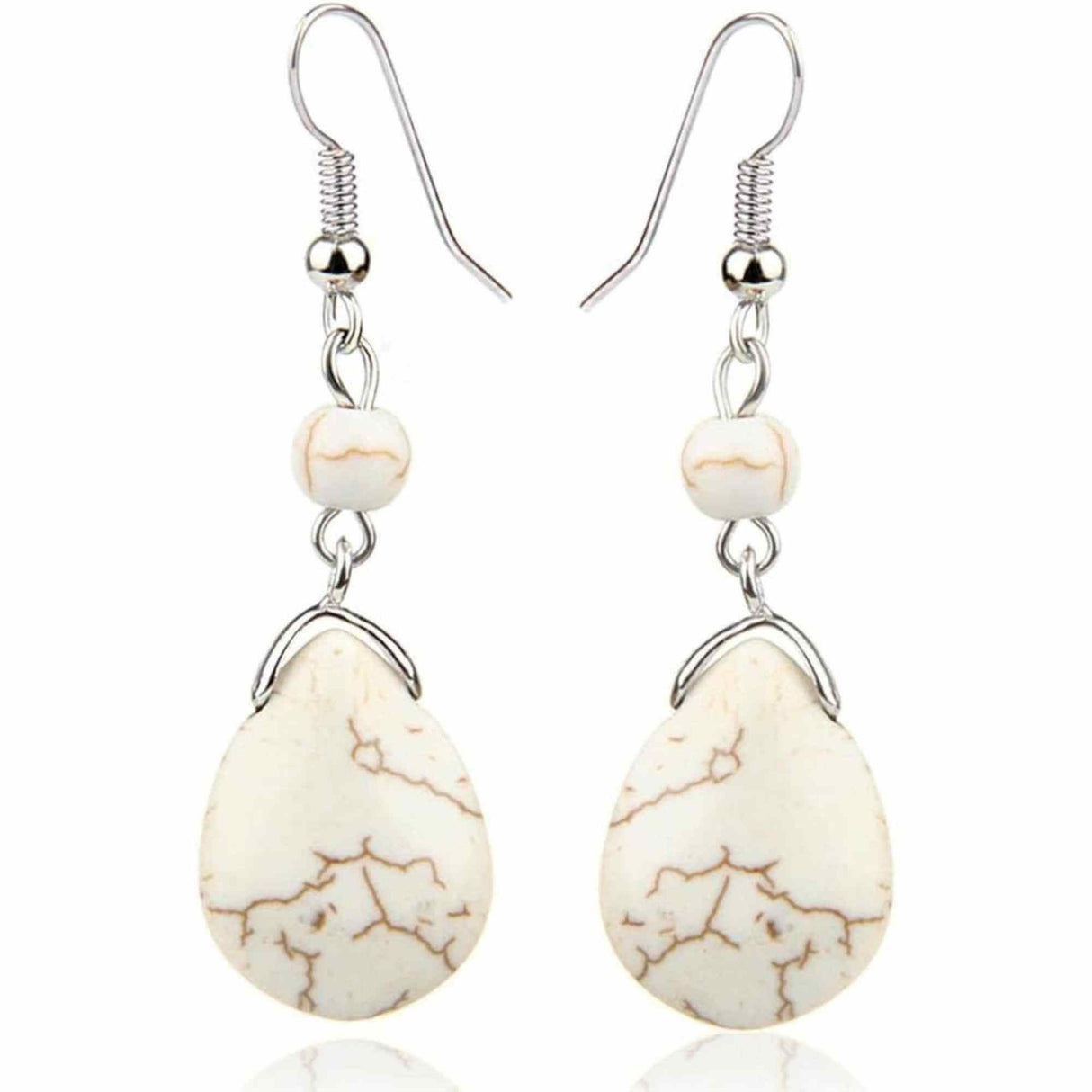 Cercei din Turcoaz cu Textura de Temperament Cercei Lungi Bridal in Culoarea Alba