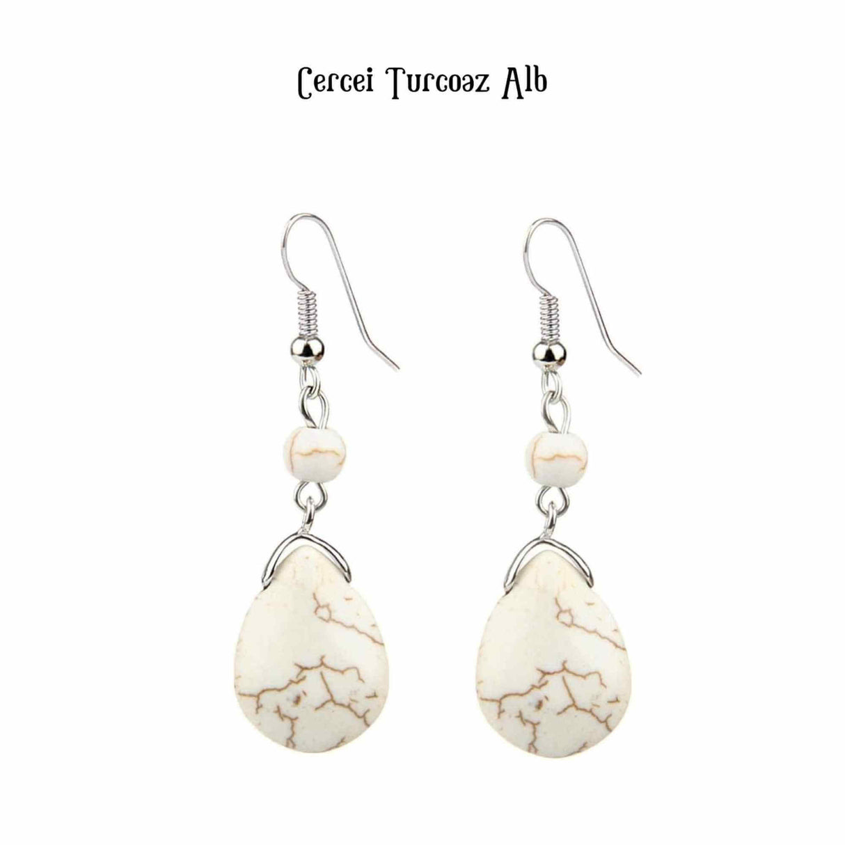 Cercei din Turcoaz cu Textura de Temperament Cercei Lungi Bridal in Culoarea Alba