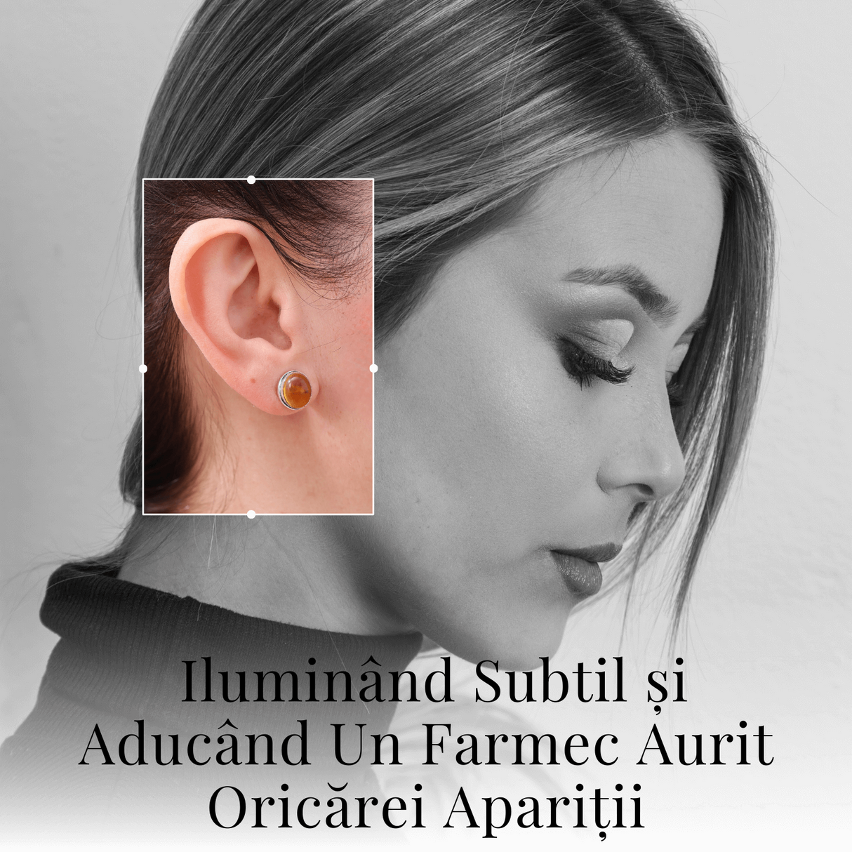 Cercei Argintii cu Citrin si Inchidere Clasica cu Surub