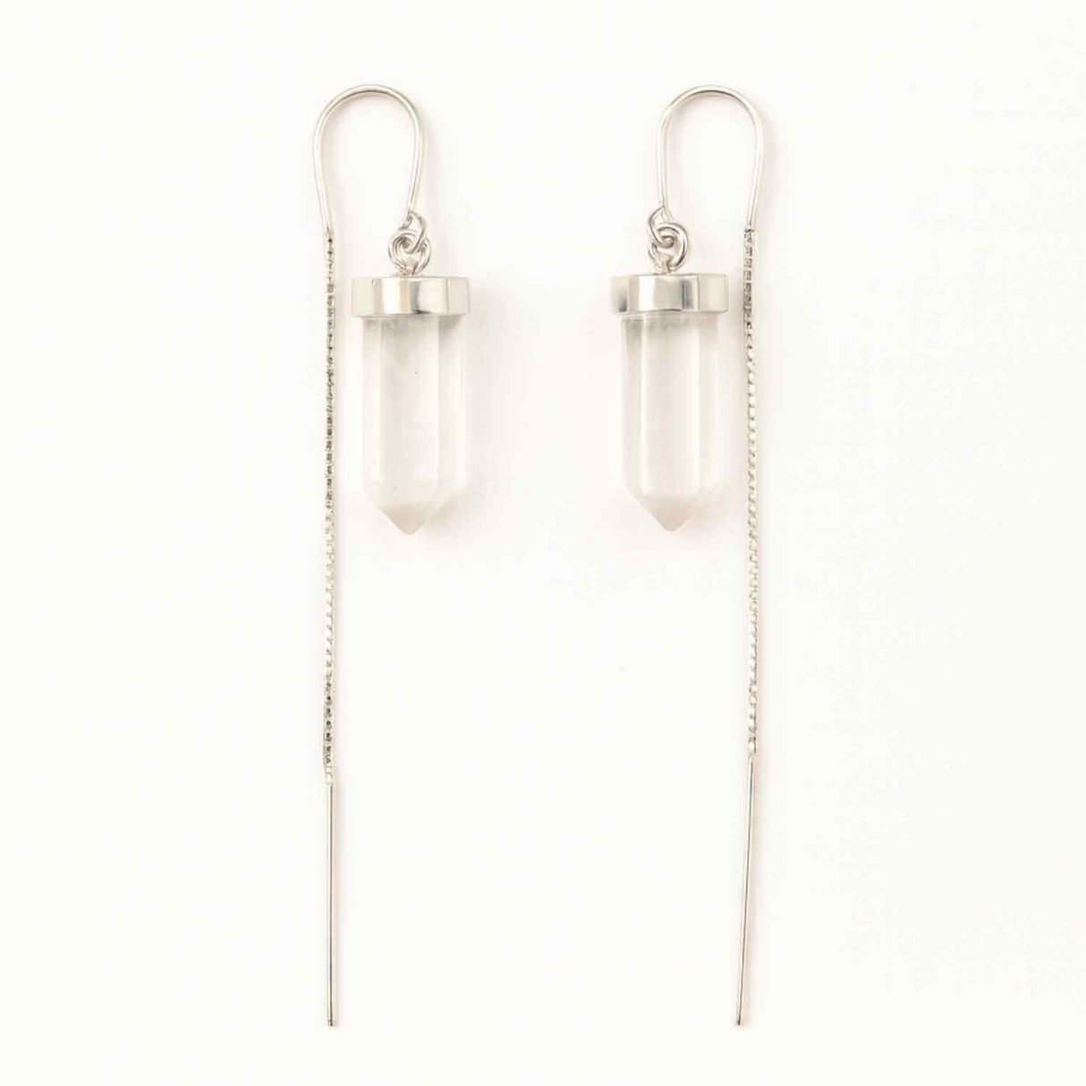 Claritate mentala si purificare – Cercei lungi din argint 925 cu Cuart de Stanca natural