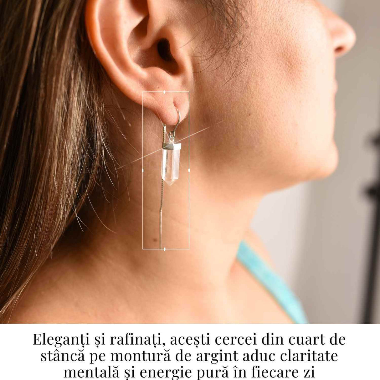 Claritate mentala si purificare – Cercei lungi din argint 925 cu Cuart de Stanca natural