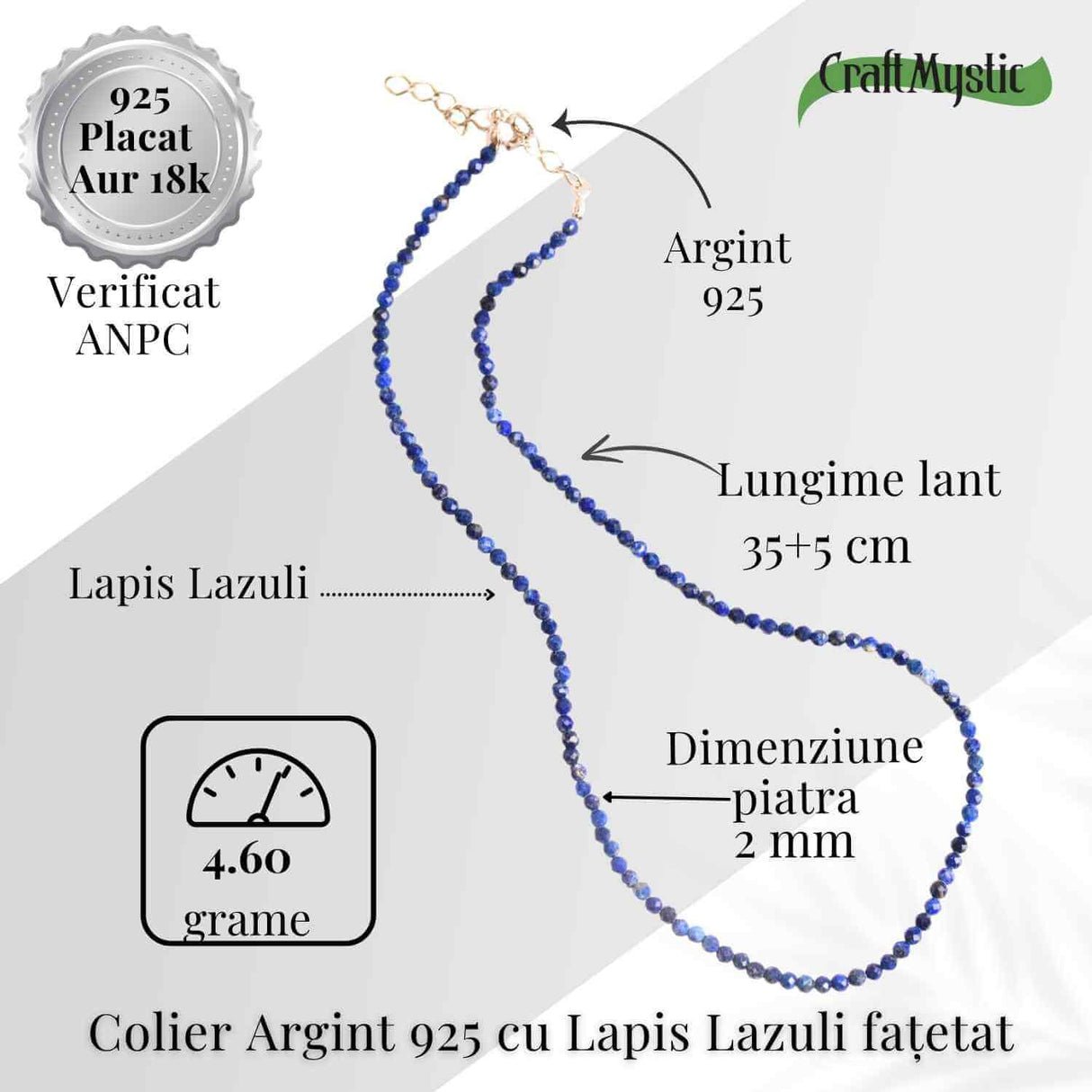 Claritate si Adevar Interior – Colier din Argint 925 cu Lapis Lazuli Fatetat