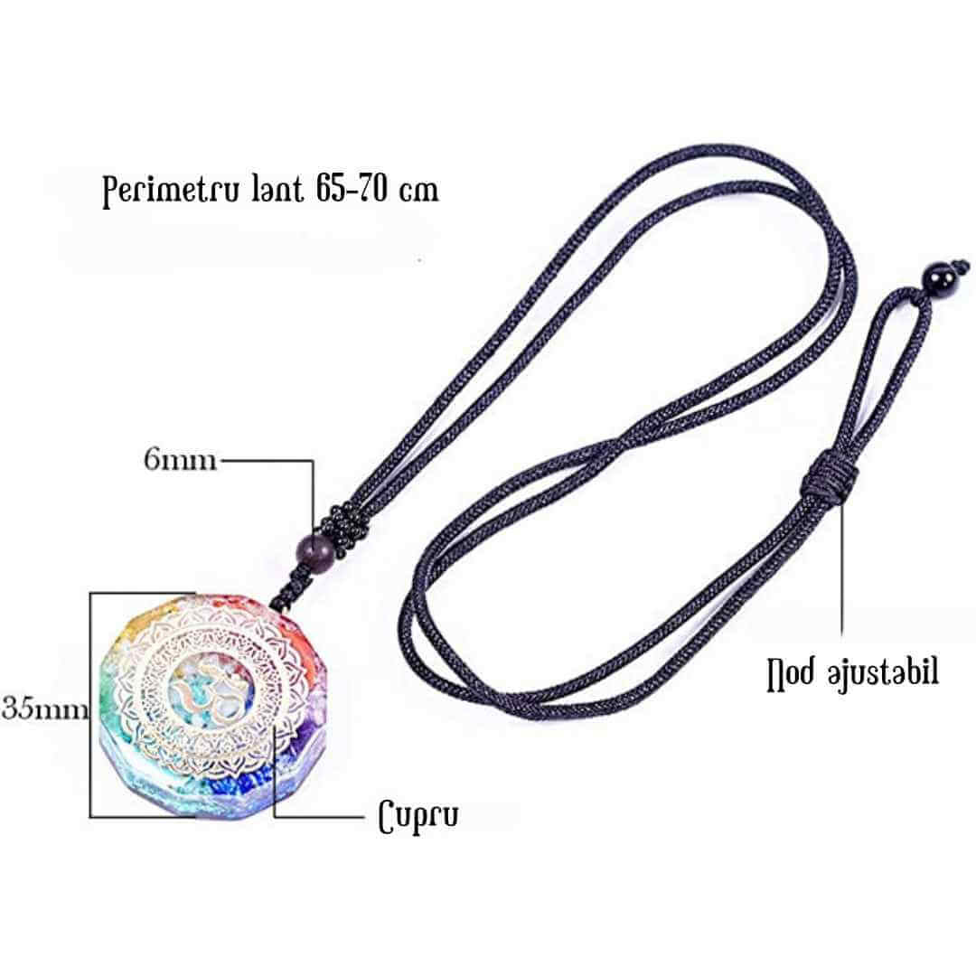 Pandantiv orgonit pentru curatarea si activarea chakrelor cu cristale bionizate Realizat manual