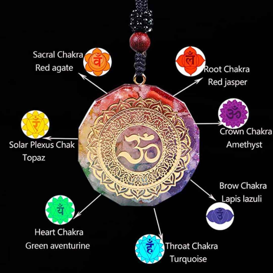 Pandantiv orgonit pentru curatarea si activarea chakrelor cu cristale bionizate Realizat manual