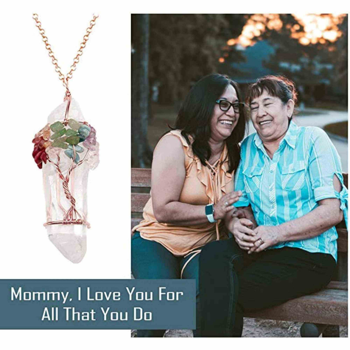 Colier 7 chakra cu Cristal de Stanca, infasurat intr-o sarma de cupru cu pietre semipretioase sparte, sub forma unui copac al vietii