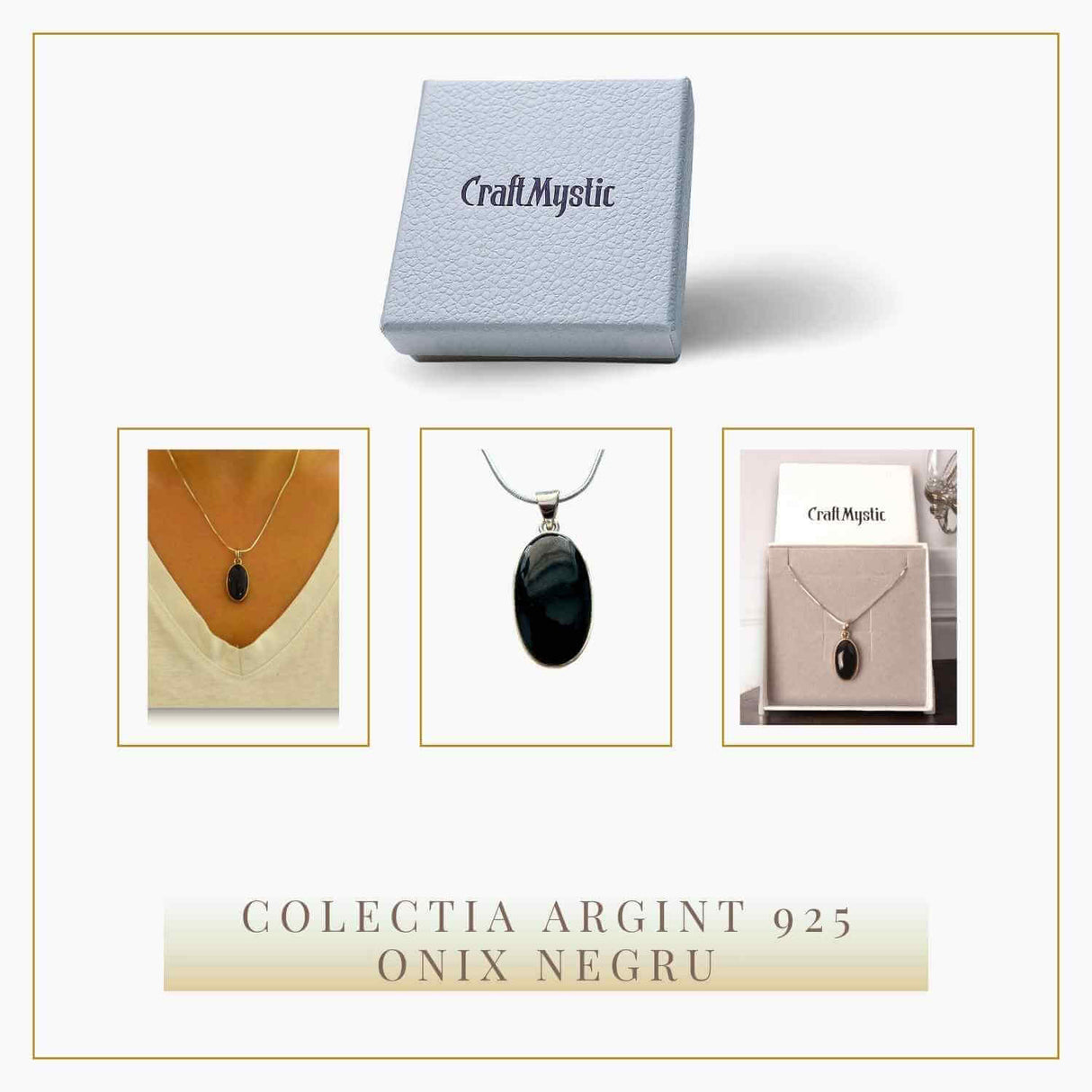 Colier argint 925 cu Onix Negru - Protectie si Eleganta
