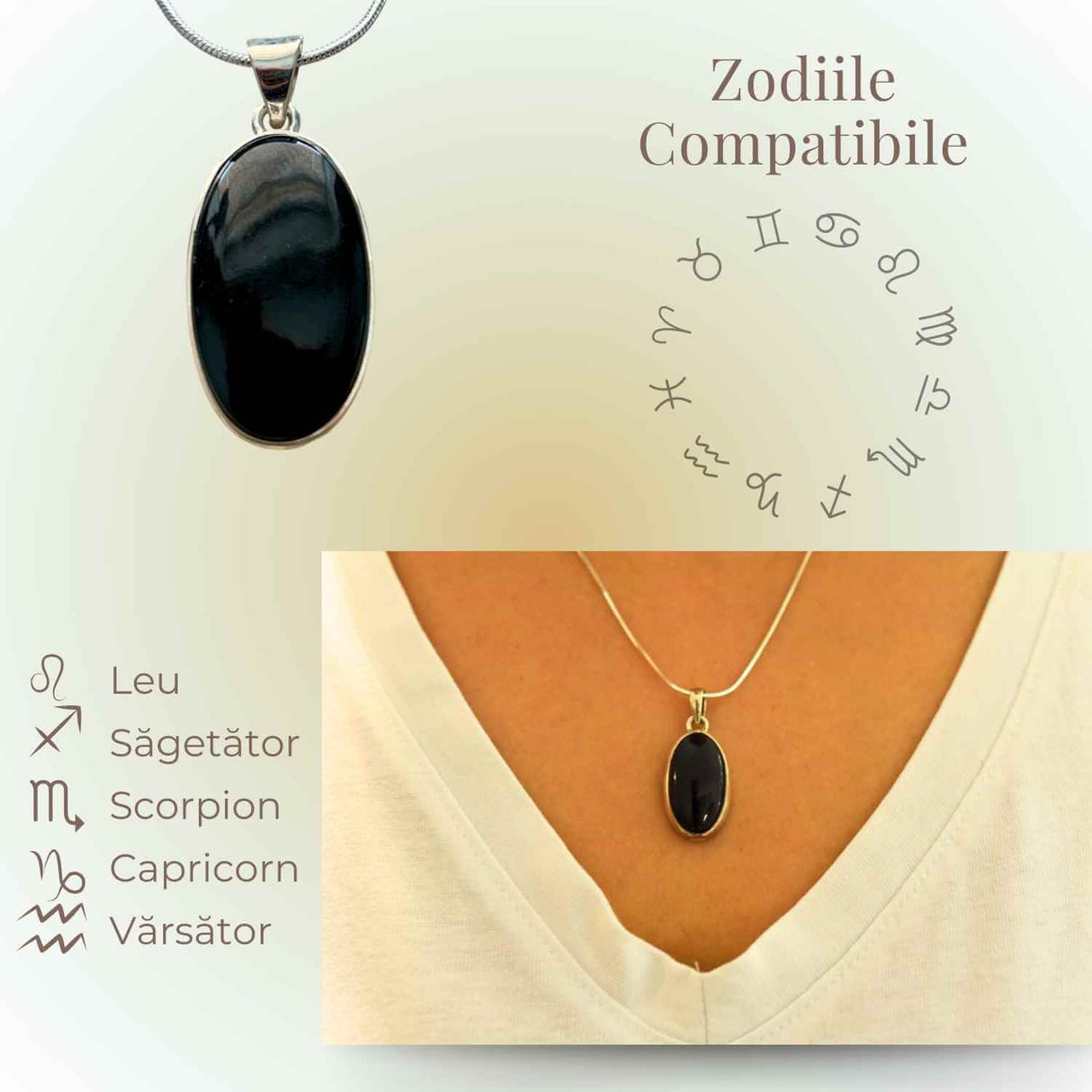 Colier argint 925 cu Onix Negru - Protectie si Eleganta