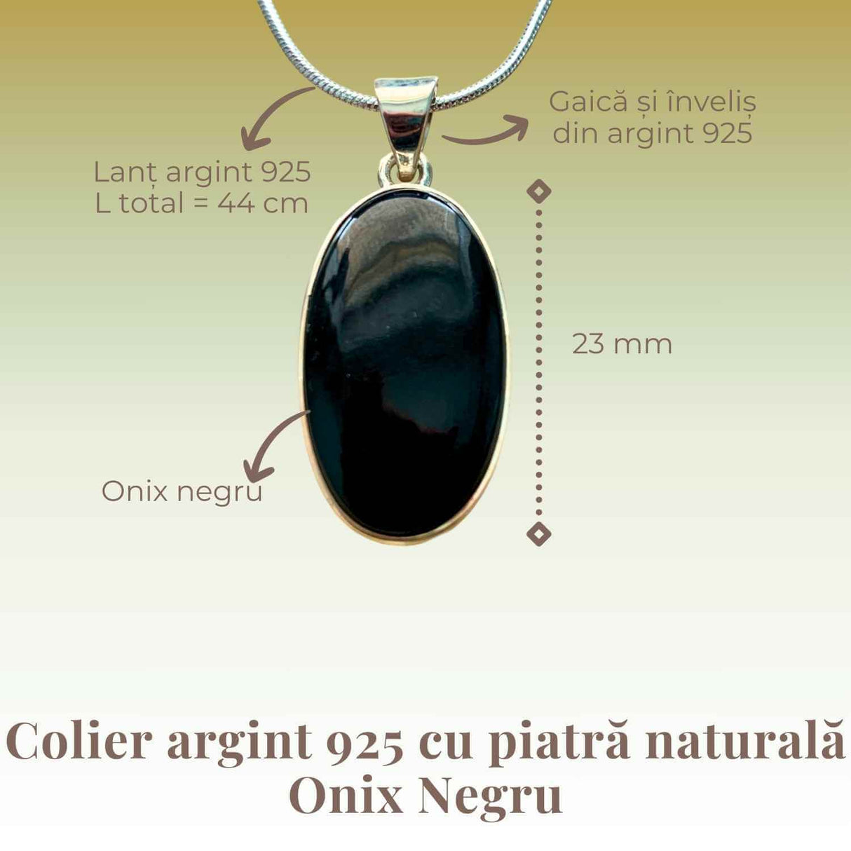 Colier argint 925 cu Onix Negru - Protectie si Eleganta
