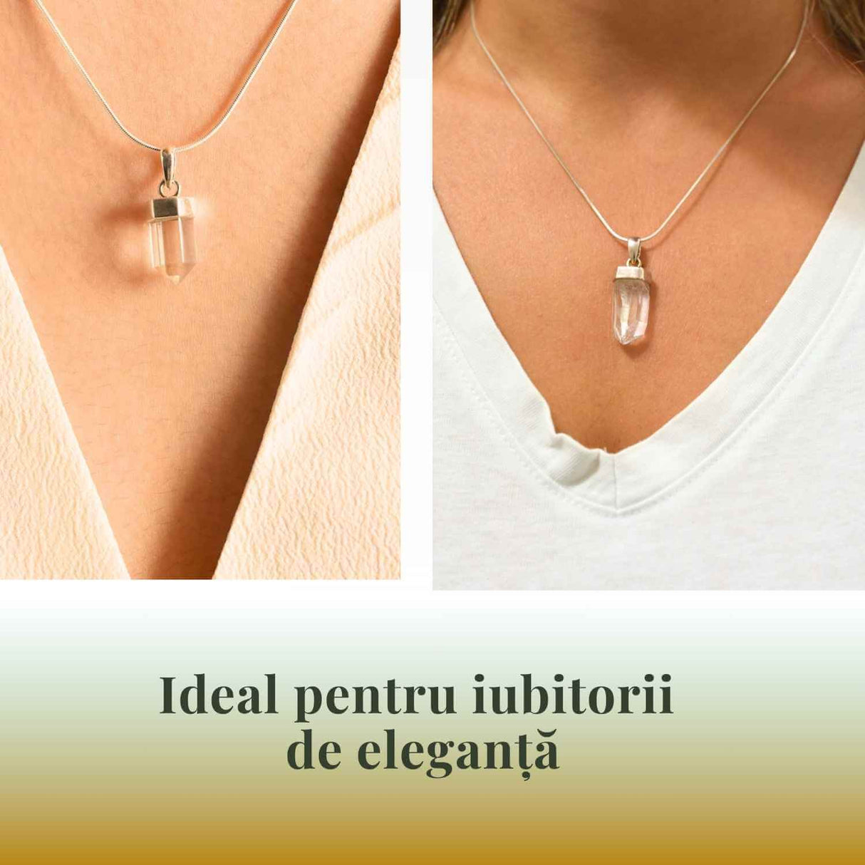 Colier argint 925 cu varf cuart lemurian natural, unic si energizant