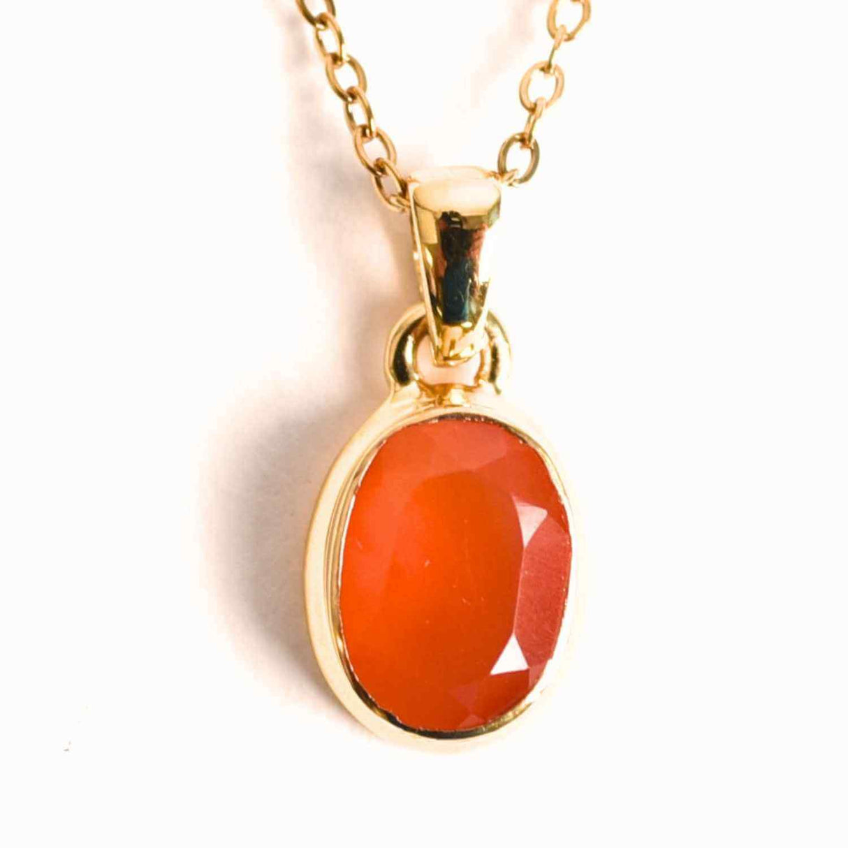 Colier Argint 925 Placat cu Aur 18K cu Carneol Oval – Energie si Vitalitate Zilnica