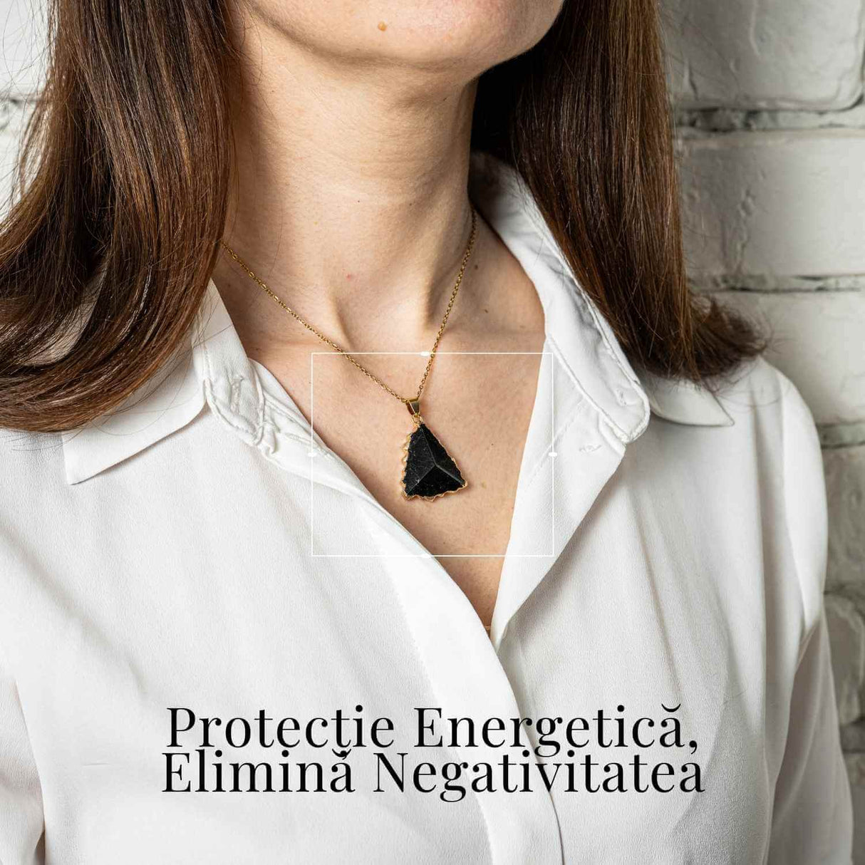 Colier Auriu din Cupru Placat cu Piatra Naturala Obsidian fatetata - Protectie si Echilibru