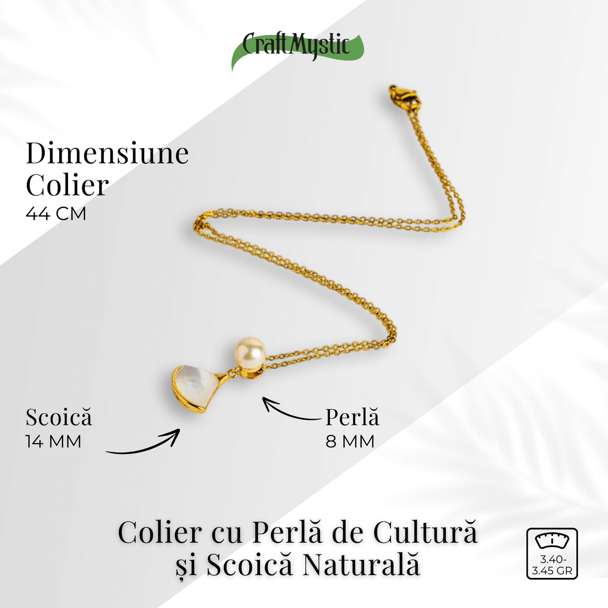 Poarta linistea interioara – Colier cu perla de cultura si scoica naturala